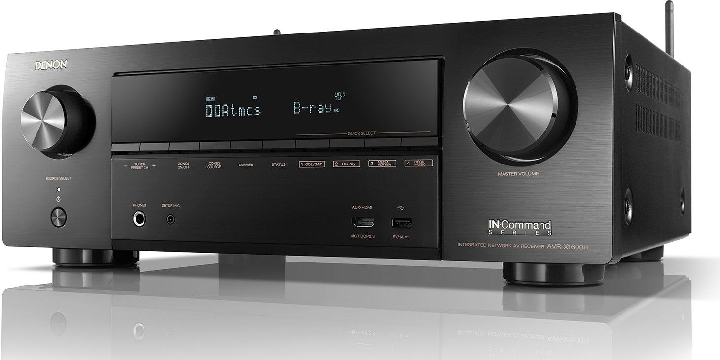 AVR-X1600H Denon 4K Ultra HD 7.2 Channel AV Receiver with 80W per Channel AVR-X1600H-2