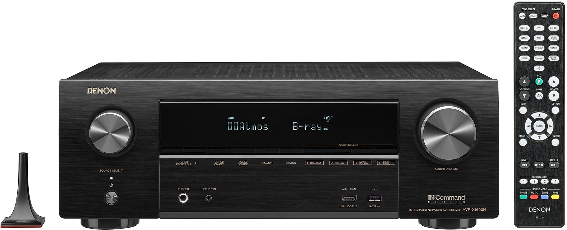 AVR-X1600H Denon 4K Ultra HD 7.2 Channel AV Receiver with 80W per Channel AVR-X1600H-3