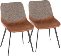 DC-OTLW-BK+BN2 Industrial Faux Leather and Fabric Dining Room Chair (Set of 2) - Outlaw