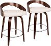 B24-GROTTOR-CHW2 Mid Century Cherry and White 24 Inch Counter Height Stools (Set of 2) - Grotto