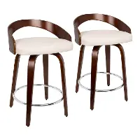 B24-GROTTOR-CHW2 Mid Century Cherry and White 24 Inch Counter Height Stools (Set of 2) - Grotto