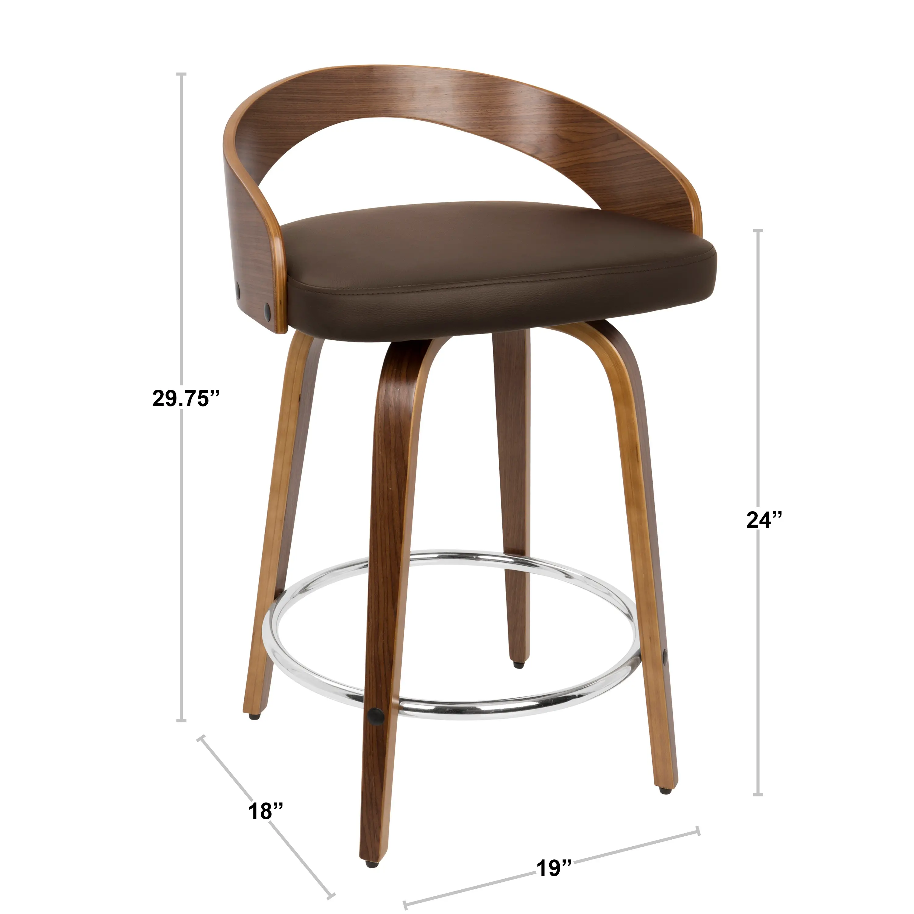 B24-GROTTOR-CHW2 Mid Century Cherry and White 24 Inch Counter Height Stools (Set of 2) - Grotto-4