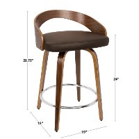 B24-GROTTOR-LGY+BK2 Mid Century Gray and Black 24 Inch Counter Height Stools (Set of 2) - Grotto-4