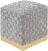 Contemporary Granite Gray Square Cube Ottoman