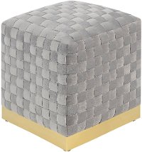 Contemporary Granite Gray Square Cube Ottoman