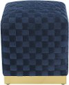 Contemporary Navy Blue Square Cube Ottoman
