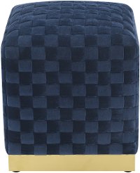 Contemporary Navy Blue Square Cube Ottoman