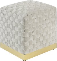 Contemporary Taupe Square Cube Ottoman