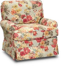 Aqua, Yellow and Muted Red Floral Swivel Glider - Quinn
