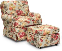 Aqua, Yellow and Muted Red Floral Swivel Glider - Quinn-2