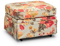 Aqua, Yellow and Muted Red Floral Gliding Ottoman - Quinn
