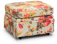 Aqua, Yellow and Muted Red Floral Gliding Ottoman - Quinn