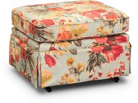 Aqua, Yellow and Muted Red Floral Gliding Ottoman - Quinn-2