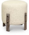 Clearance Modern Cream and Wood Accent Ottoman - Bexley