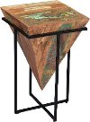 Multi Color Inverted Cone Accent Table in Metal Base