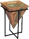 Multi Color Inverted Cone Accent Table in Metal Base