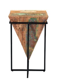 Multi Color Inverted Cone Accent Table in Metal Base-4