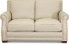 Traditional Cream Leather Loveseat - Coastal