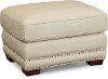 Traditional Cream Leather Ottoman - Coastal