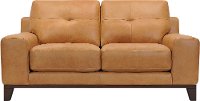 Modern Tan Leather Loveseat - Jackson
