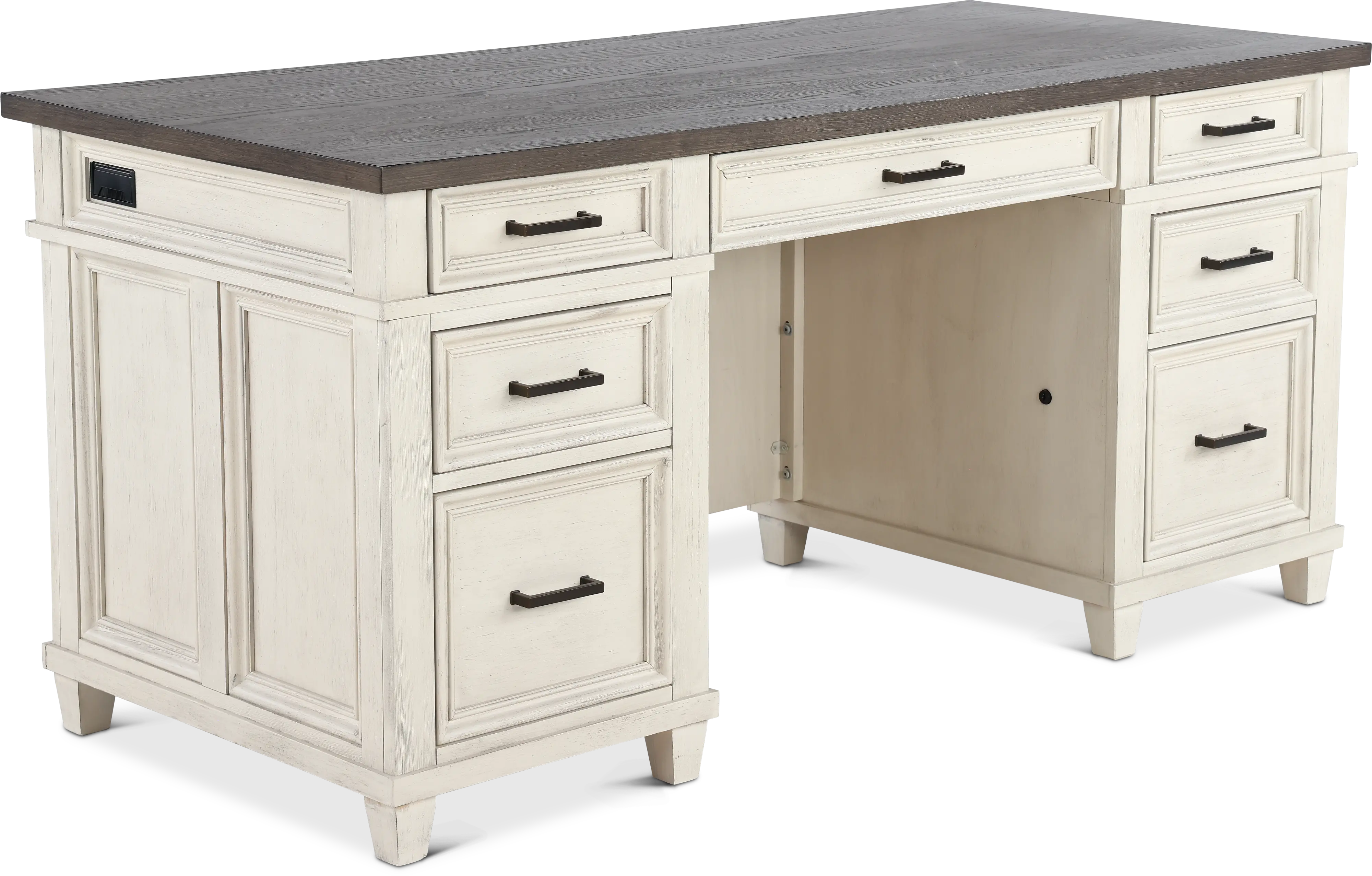 Caraway Antique White Executive Desk-3