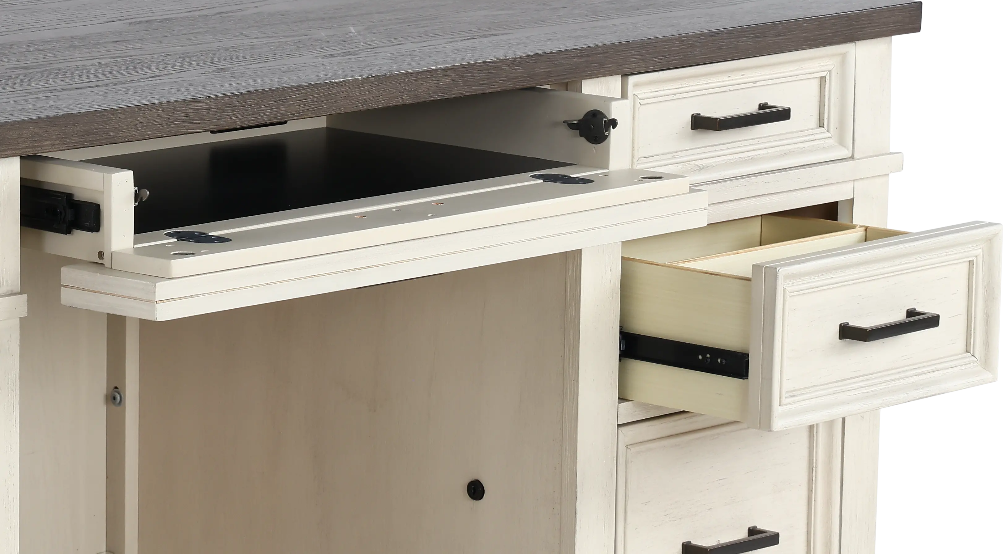 Caraway Antique White Executive Desk-5