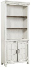 Antique White Bookcase with Doors - Caraway
