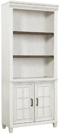 Antique White Bookcase with Doors - Caraway