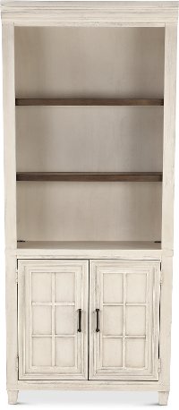 Antique White Bookcase with Doors - Caraway-2