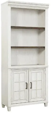 Caraway Antique White Bookcase with Doors
