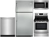KIT Frigidaire 4 Piece Electric Kitchen Appliance Package with Top Freezer - Stainless Steel