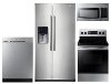 KIT Samsung 4 Piece Electric Kitchen Appliance Package with 24.5 cu. ft. Side by Side Refrigerator - Stainless Steel
