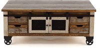 Rustic Pine Coffee Table with Iron Accents - Antique Pine