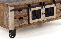Rustic Pine Coffee Table with Iron Accents - Antique Pine-2
