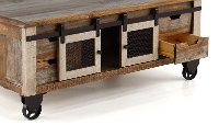 Rustic Pine Coffee Table with Iron Accents - Antique Pine-3