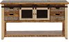 Antique Pine Console Table with Iron Accents