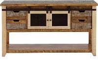 Antique Pine Sofa Table with Iron Accents-1
