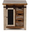 Rustic Pine End Table with Iron Accents - Antique Pine