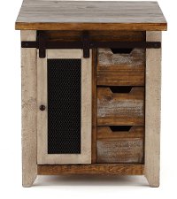 Rustic Pine End Table with Iron Accents - Antique Pine