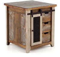 Rustic Pine End Table with Iron Accents - Antique Pine-3