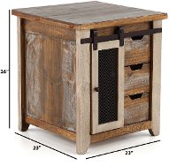 Rustic Pine End Table with Iron Accents - Antique Pine-4