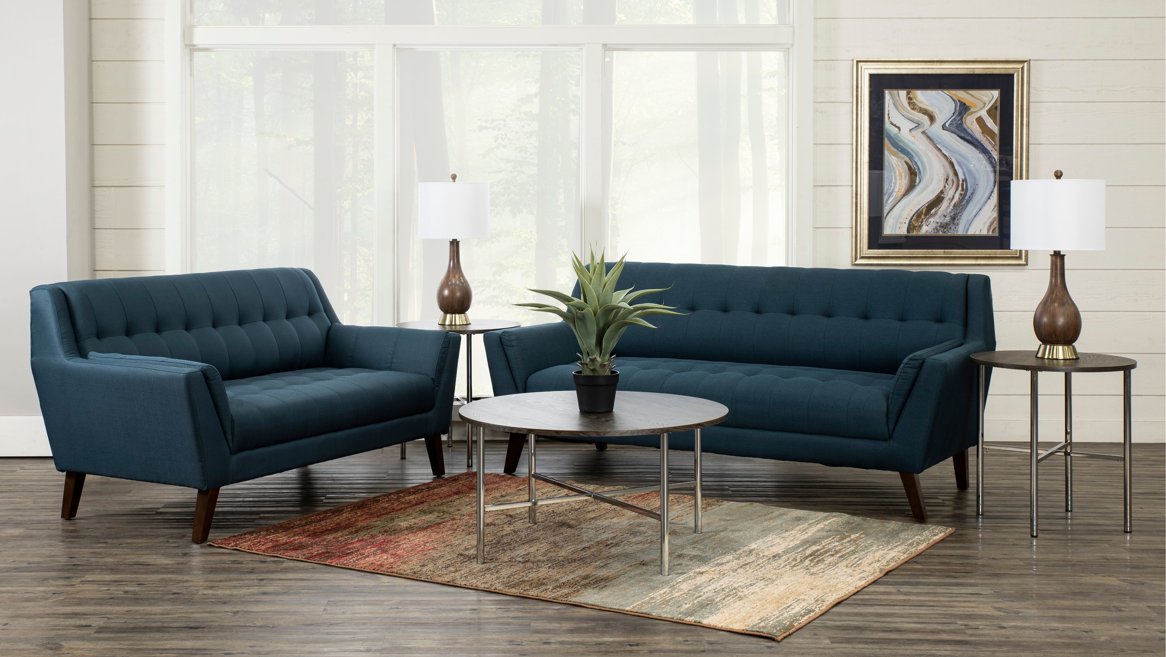 Celeste Navy Blue 5 Piece Living Room Set-1