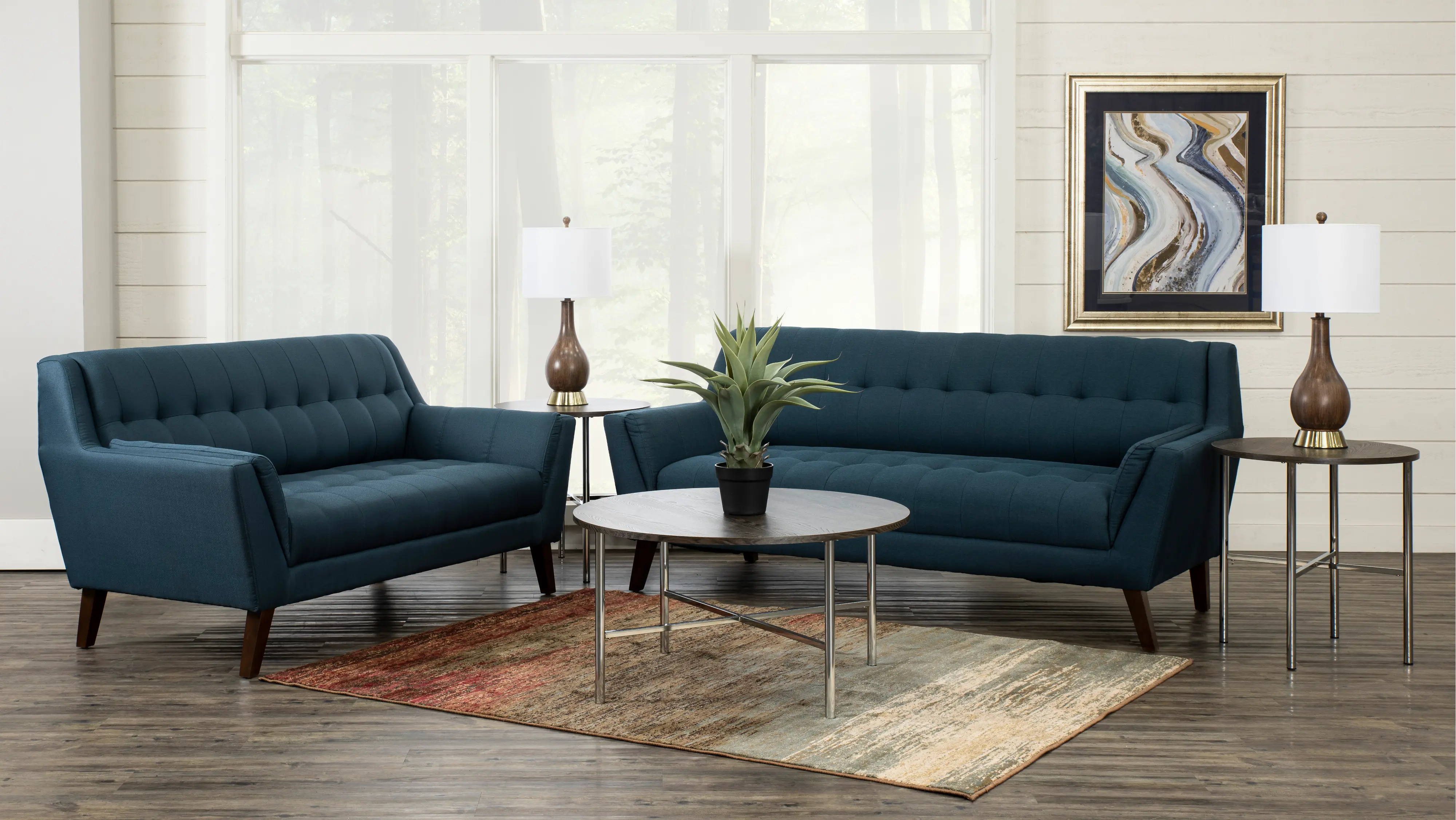 Celeste Navy Blue 5 Piece Living Room Set-1