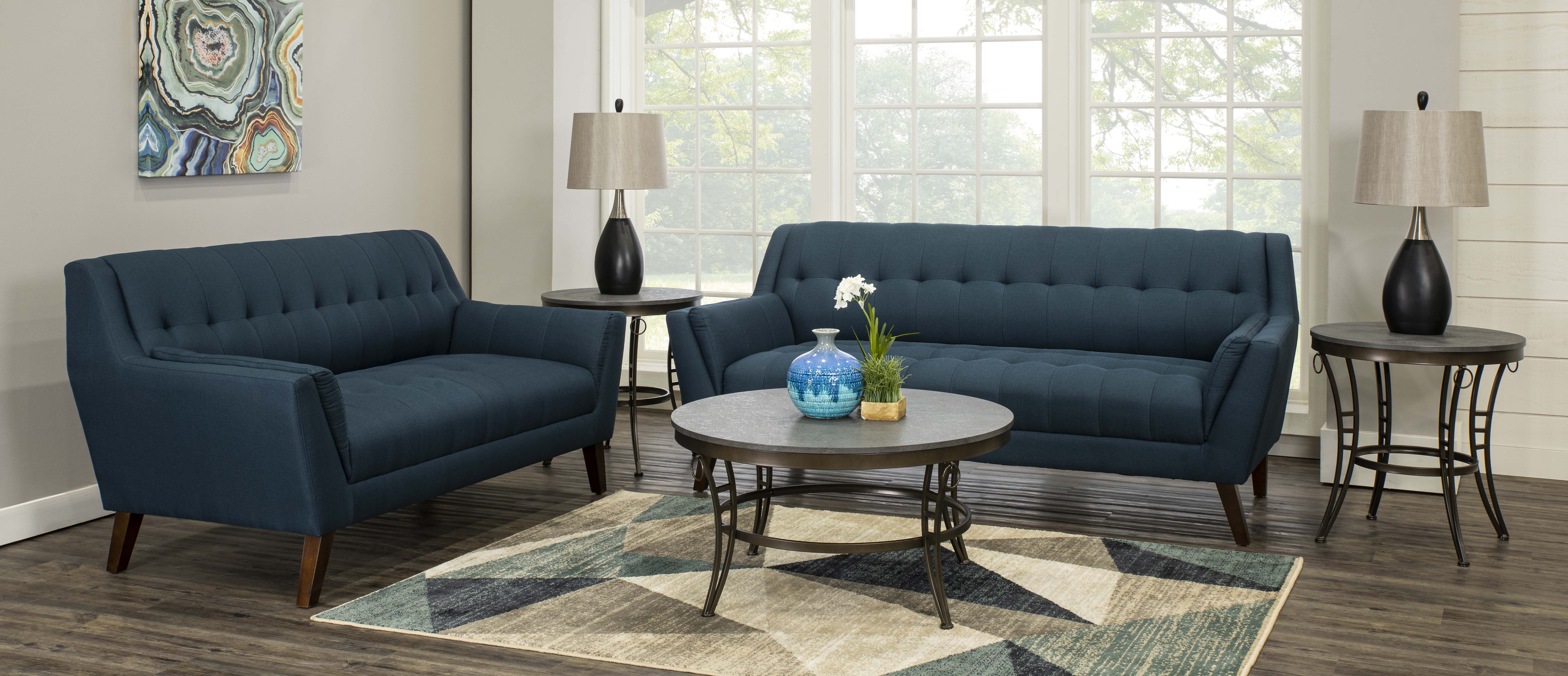 Celeste Navy Blue 5 Piece Living Room Set-2
