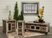 Rustic Pine Chairside Table - Antique Pine-2