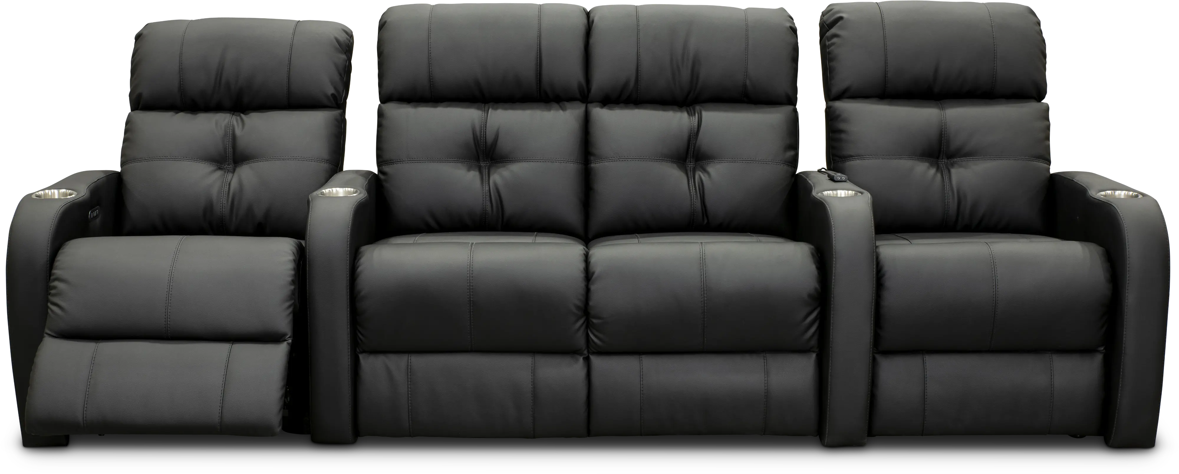 HTS Black 3 Piece Power Reclining Home Theater Seating with One Bass Shaker-1