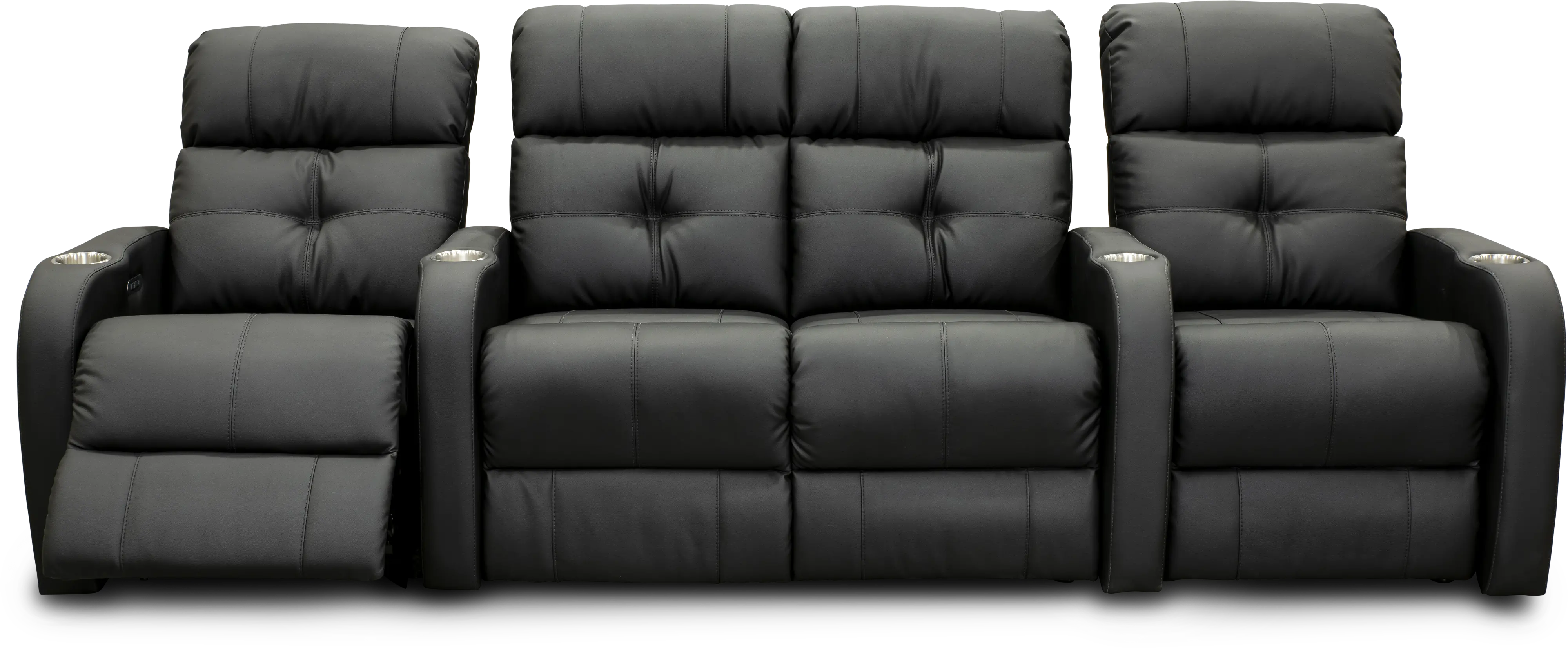 HTS Black 3 Piece Power Reclining Home Theater Seating with One Bass Shaker-2