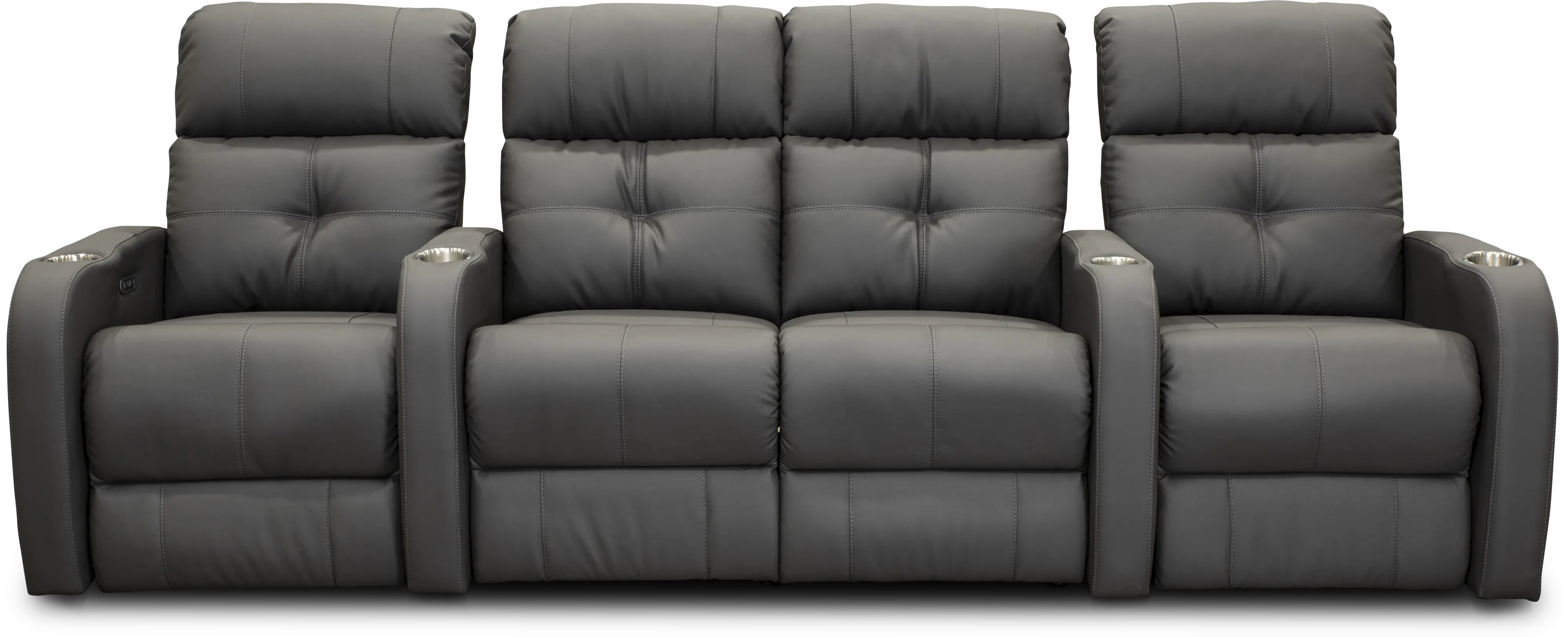 HTS Gray 3 Piece Power Reclining Home Theater Seating with Two Bass Shakers-1