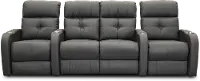 HTS Gray 3 Piece Power Reclining Home Theater Seating with Two Bass Shakers