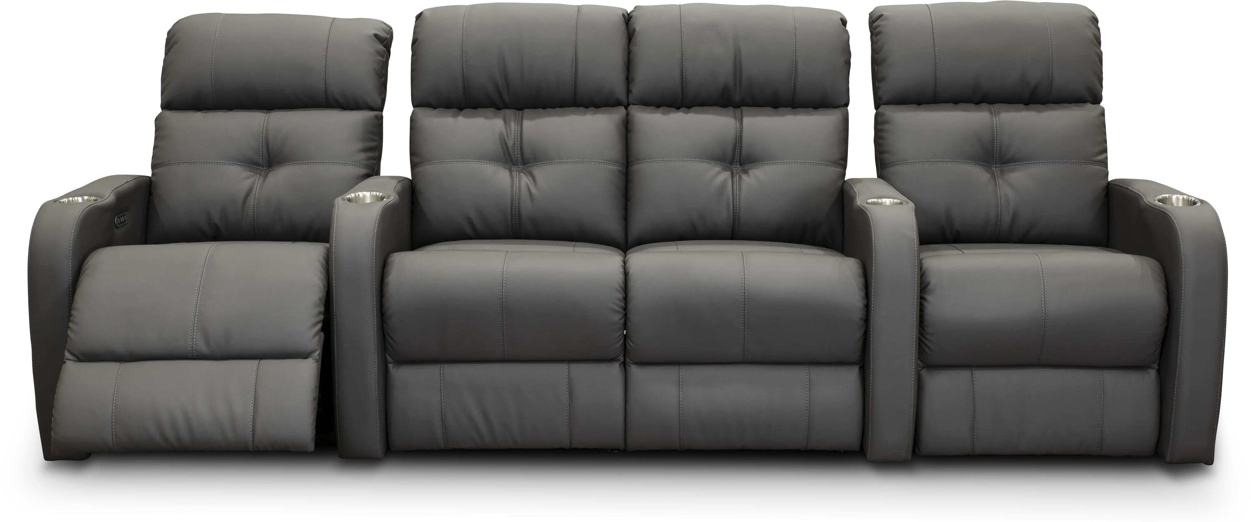HTS Gray 3 Piece Power Reclining Home Theater Seating with Two Bass Shakers-2